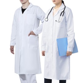WORK IDEA Men's Women's Lab Coat, 100% Cotton, Laboratory Coat, Medical Coat, Doctor's Coat, White