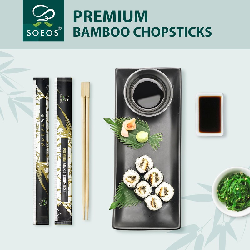 Soeos Chopsticks Disposable, Approx. 50 Sets, UV Treated Premium Disposable