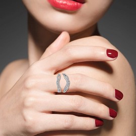 Wedding Anniversary Ring Enhancer Guard for Women Engagement 925 Sterling Silver Enhancer Ring and Wraps for Girls Y481 Size P1/2(57mm)