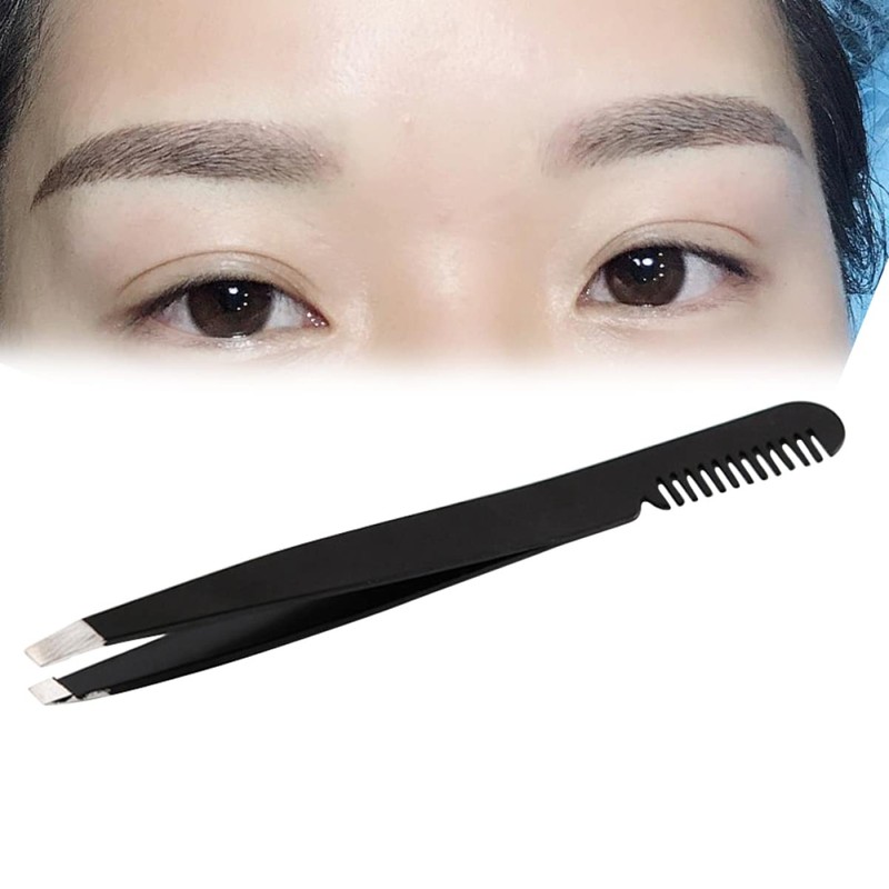 Ipetboom Eyebrow Tweezer Comb Stainless Steel Hair Removal Tool for