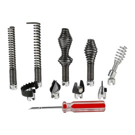 10-Piece Drain Snake Attachment Kit for Heavy-Duty Cables Compatible with K-400, C-4, C-6, C-7, C-8, and C-9 Models, Including 4 Cutters and 4 Spirals