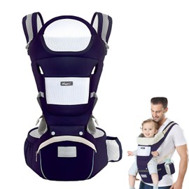 Baby Carrier, Baby Carrier with Hip Seat, Breathable Back Carrier, Children's Carrier for 3-20 kg Infant Toddler Carry Strap, Adjustable Baby Carrier Belly Carrier, All-In-One Baby Carrier