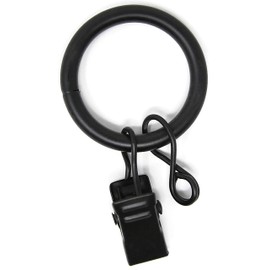 Urbanest Solid Metal Window Drapery Curtain Panel Ring with Eyelet, 1" Inner Diameter, Fits Up to 3/4" Rod - Set of 20, Matte Black