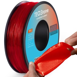 TEQStone TPU Filament 1.75mm Red 1Kg Spool 95A Flexible Soft 3D Printer Filament Consistent Diameter +/-0.03mm in Vacuum Package