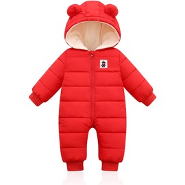 XMWEALTHY Baby Clothes Newborn Boy Girl Snowsuit Winter Coats Infant Jumpsuit Bodysuits Registry for Baby Essentials Stuff Shower Gift Red 6-9-12 Months