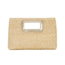 LHHMZ Women’s Top Handle Straw Clutch Handbag Raffia Evening Bag Summer Beach Travel Bags With Chain