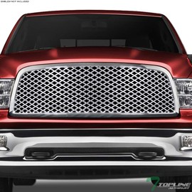 Chrome Mesh Front Hood Bumper Grill Grille Guard ABS Compatible With 09-12 Dodge Ram 1500