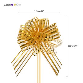 MECCANIXITY 20pcs 6 Inch Large Organza Pull Bow Metallic Chiffon Gift Wrapping Bow Ribbon for Wedding Presents Christmas, Gold/White/Silver/Purple