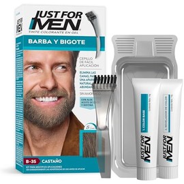 Just For Men Tinte Colorante en Gel Para Barba y Bigote,Castaño B35, Sin Amoníaco,Con Cepillo De Fácil Aplicación, 66ml