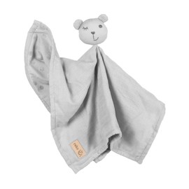 roba Baby Comforter Lil Planet – 40 x 40 cm – Cuddle Blanket with Bear Motif – Muslin – Organic Cotton GOTS Certified – Grey