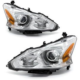 Headlight Assembly for 2013 2014 2015 Nissan Altima sedan/13 14 15 Nissan Altima S/SL/SV 4-Door Headlamp 4-Door With Chrome Housing Direct Replacement Left + Right