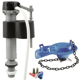 PlumbCraft Universal Toilet Fill Valve and Flapper Kit 7029600, 2-inch Toilet Fill Valve Replacement Kit with 2-inch Toilet Flapper, Toilet Tank Parts for Toilet Repair, Water-Saving Toilet Kit