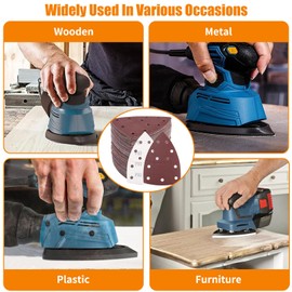 80 Pcs Triangle Sanding Pads, 152x105 mm Sandpaper for Multi Tool Sanders, Grits 60/80/120/180/240/320/400/800 Sanding-Paper, 11 Holes Detail Sander Paper Sheets for Grinding and Polishing Wood Metal