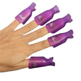 Polytree 10pcs Plastic Nail Art Polish Soak Off Remover Wrap Cleaner Clip Cap (Purple)