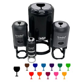 Wine Glass Solid Self-Inking Rubber Stamp Ink Stamper for Stamping Crafting Planners - 1/2 Inch Mini - Pink Ink