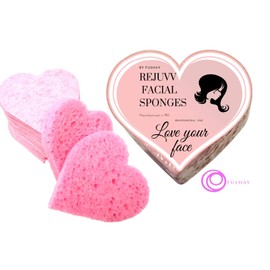 Facial Sponges Compressed Natural Cellulose Sponge for Face Cleansing Exfoliating and makeup removal, Professional use Deep clean - Rejuvv by Fushay (25 Pack)