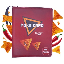 Trading Card Binder Album, 900 Pockets, 50 Removable Sleeves, 3-Ring Zipper, 9-Pocket Pages (Red 900)