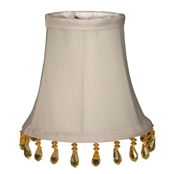 Royal Designs Beaded Bell Chandelier Clip on Lamp Shade, Grey, 3" x 5" x 4"