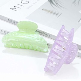 Reaky Acrylic Claw Clips Pink Hair Clip Cute Medium Hair Claws Hair Accessories for Women (light green+purple)