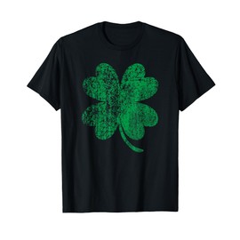 Vintage Faded Retro Four Leaf Clover St Patricks Day T-Shirt