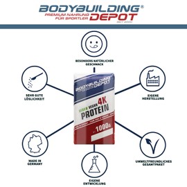 Bodybuilding Depot® - Veganes Proteinpulver 1kg, Vegan 4k, Umweltfreundlich in Papier verpackt, 100% pflanzlich, Sehr gute Löslichkeit, Natürlicher Geschmack (Vanille)