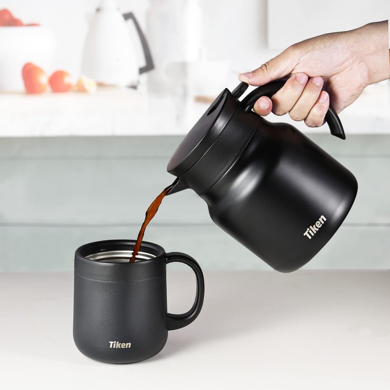 Tiken 800MLThermal Coffee Carafe Jug, Double Walled Stainless Steel Insulated