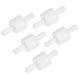 M METERXITY 2-Pack One Way Check Valve, 1/4" Barb Hose Non Return Plastic Pressure Ozone Resistance Air Valve for Fuel/Oil/Water/Air/Gas 1.91" [White]