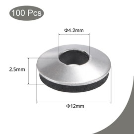 TOP-VIGOR 100Pcs EPDM Bonded Sealing Washers, 4.2mm ID 12mm OD 2.5mm Thickness Stainless Steel Rubber Backed Screw Gasket