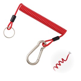 Amzlysdok 6FT Trailer Brake Away Cable,Trailer Breakaway Safety Cable Spring Towing Coiled Wire Steel Braided Safety Cable with PU Coating,for Breakaway Switch,RVs, Campers, Trailers(Red)