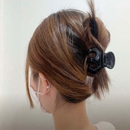Black Glossy Updo Half-Up Ribbon Hairpin Claw Clip 8ea