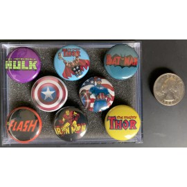 Superhero Collection Group A • Set of 8 (Eight) 1.0 inch Round CERAMIC Magnets