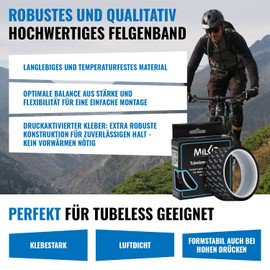 milKit - Tubeless Felgenband - Felgenschutzband - Reifen-Felgenband für Rennrad, MTB, Gravel - Felgenband 28 Zoll - 10 Meter (25 mm)