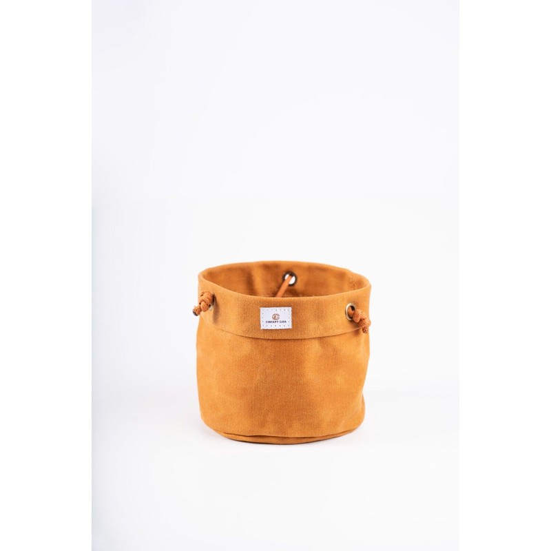 Concept Casa Waxed Canvas Handmade Hanging Planter 6" Dijon Yellow