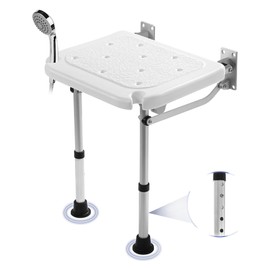 TYYIHUA Folding Shower Seat Wall Mounted, Foldable Shower Bench Shower Stool - Shower Chair for Inside Shower for Adults, Pregnant Women, Elderly and Disabled - Adjustable Height from 16.9" to 20.9"