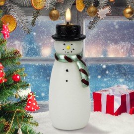 Wondise Christmas Flameless Candles with 6hrs Timer, Snowman Battery Operated Flameless Flickering Candles with 3D Wick Real Wax LED Candles for Christmas Holiday Indoor Decoration(2.6"x7.8")