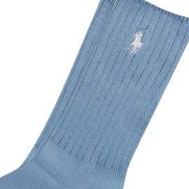 Polo Women's Basic Casual Crew Crew Sock 1 Pair Pack, Soft Blue, Women's Shoe Size: 4-10