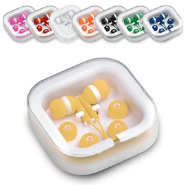 ANTEVIA Wired In-Ear Earphones with Storage Box and 3 Sets of Earbuds | Over 10 Models | Noise Cancelling | Colour: Yellow (Cort Yellow)