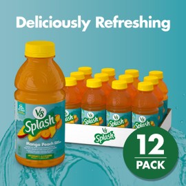 V8 Splash Mango Peach Flavored Juice Beverage, 16 fl oz Bottle (12 Pack)