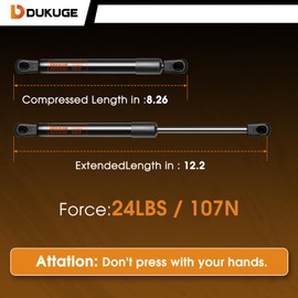 Dukuge Dukuge Gas Struts 12 inch 24lb/107N Gas Spring Shocks, C1603795 12 in Gas Struts for Leer Camper Shell Hatch Window Snugtop Camper Topper Window Pickup Truck Toolbox, 2Pcs