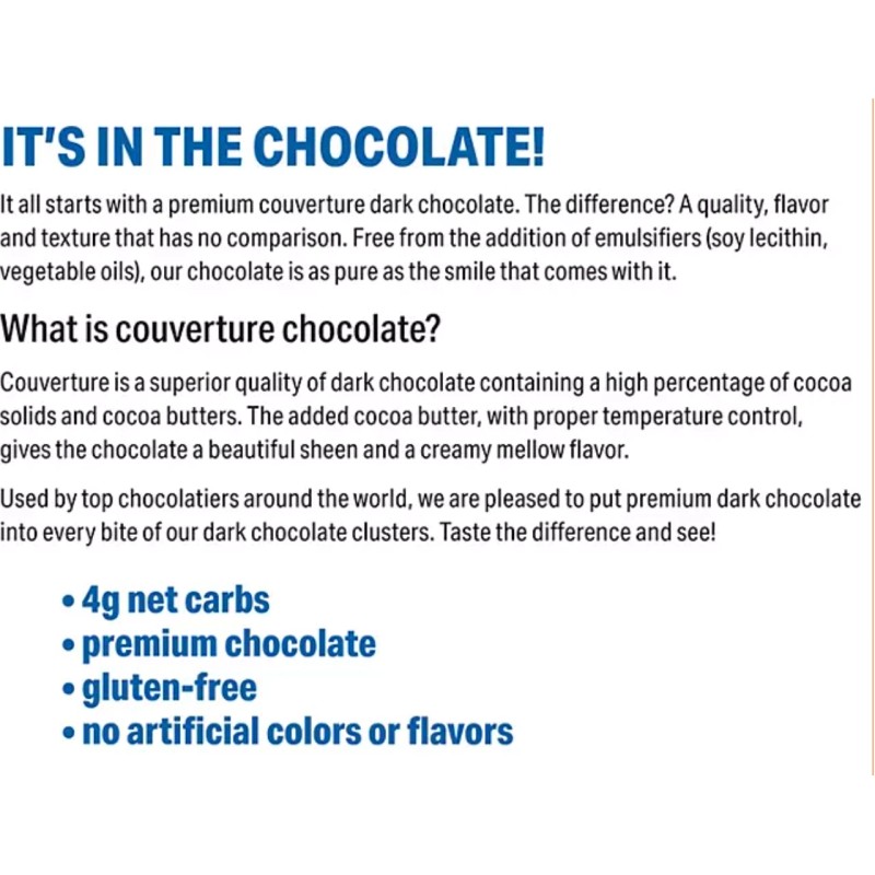 Gourmet Gatherings keto dark chocolate clusters low sugar nut snack