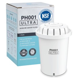 Invigorated Water PH001 Ultra Alkaline Water Filter – Replacement Water Filters for Pitchers – pH Water Filter Cartridge – For Alkaline Water Filter Pitcher, 96 Gallon Capacity (1-Pack White)