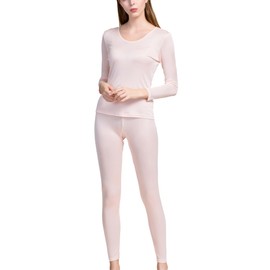 Grenasasilk Womens Silk Long Underwear Mulberry-silk Long Johns Thermal Underwear Sets Cold Weather Base Layer (X-Large, Flechcolor)