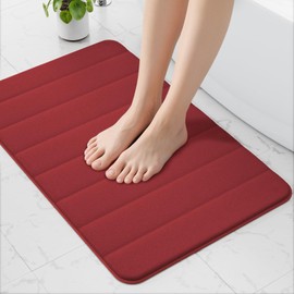 wyewye Memory Foam Bath Mat 50x80 cm Red - Ultra-Soft Non-Slip Bathroom Rug with Quick-Dry Technology