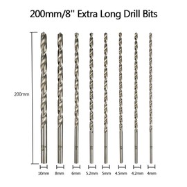 Brocas helicoidales, 8 piezas Brocas HSS Micro Brocas Brocas métricas Brocas 4-10 mm Quick Steel 4 mm, 4.2 mm, 4.5 mm, 5 mm, 5.2 mm, 6 mm, 8 mm, juego de brocas de 10 mm