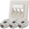 hb-digital 3-Port CAT 7 Network Socket Flush-Mounted RAL9010 + 3x