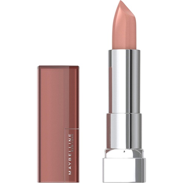 Maybelline Color Sensational Lipstick, Lip Makeup, Cream Finish, Hydrating Lipstick, Nude, Pink, Red, Plum Lip Color, Nude Lust, 0.15 oz. (Packaging May Vary)