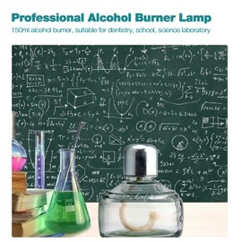 Dental Alcohol Burner Lamp Glass 150mL - Bunsen Burner Heater Dental Lab Equipment Stainless Steel Cap with Metal Cap & 5 Free Replacement Wicks & Funnel