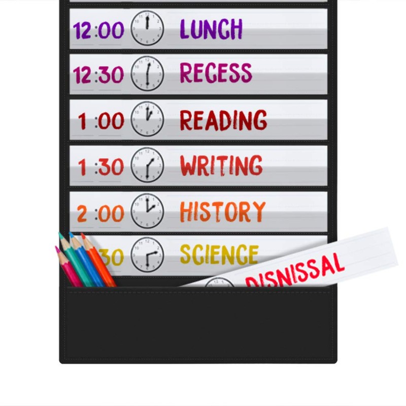 Godery Daily Schedule Pocket Chart, 13+1 Scheduling Pocket Chart with18