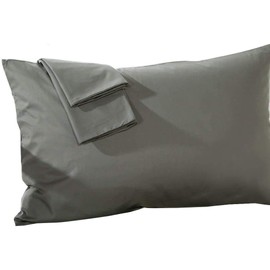 Small Travel Pillowcase 12x16 Dark Grey Solid Zipper Set of 2 PC 600 Thread Count 100% Pure Egyptian Cotton Decorative Hotel Quality Mini Throw Pillow Insert (Dark Grey Solid, Toddler 12x16 Zipper)