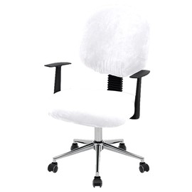 ITFRO White Office Chair Cover Stretch Velvet 2 Piece Computer Chair Cover Desk Chair Cover Universal Rotating Chair Slipcover High Back Chair Seat Protector (White)